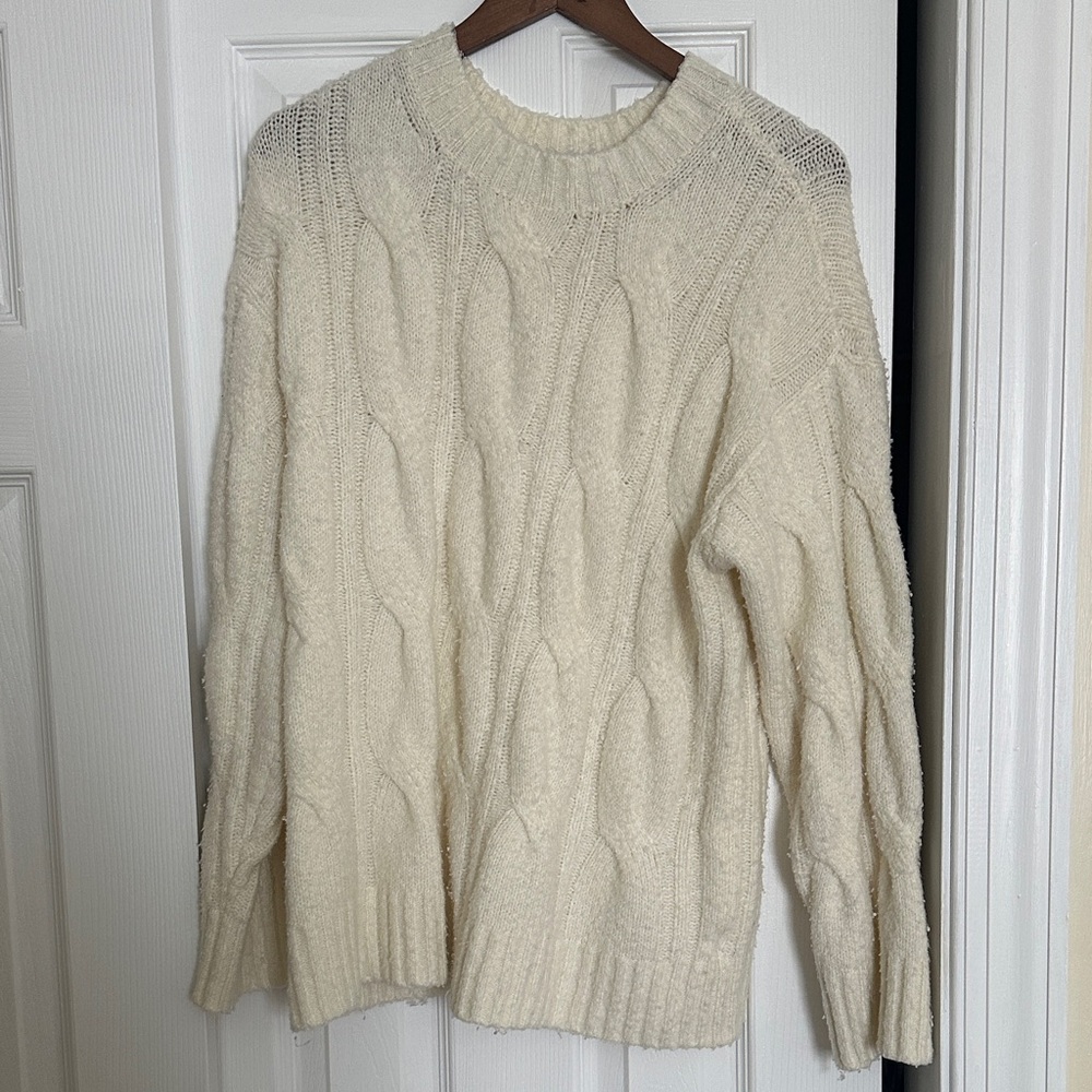 American Eagle Outfitters Cream Cable Knit Sweater